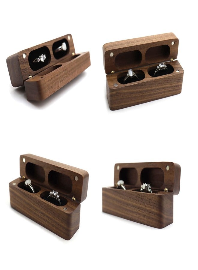 EINCORN Fashion Wood Box for 2 Rings Slim Double Storage Holder Modern Wedding Bearer Box Decorative Box with Lid, as the picture shows - Image 3
